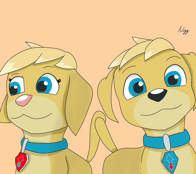 File:Paw patrol tuck and ella devntart but with ella looking to the side ant tuck looking at you.webp